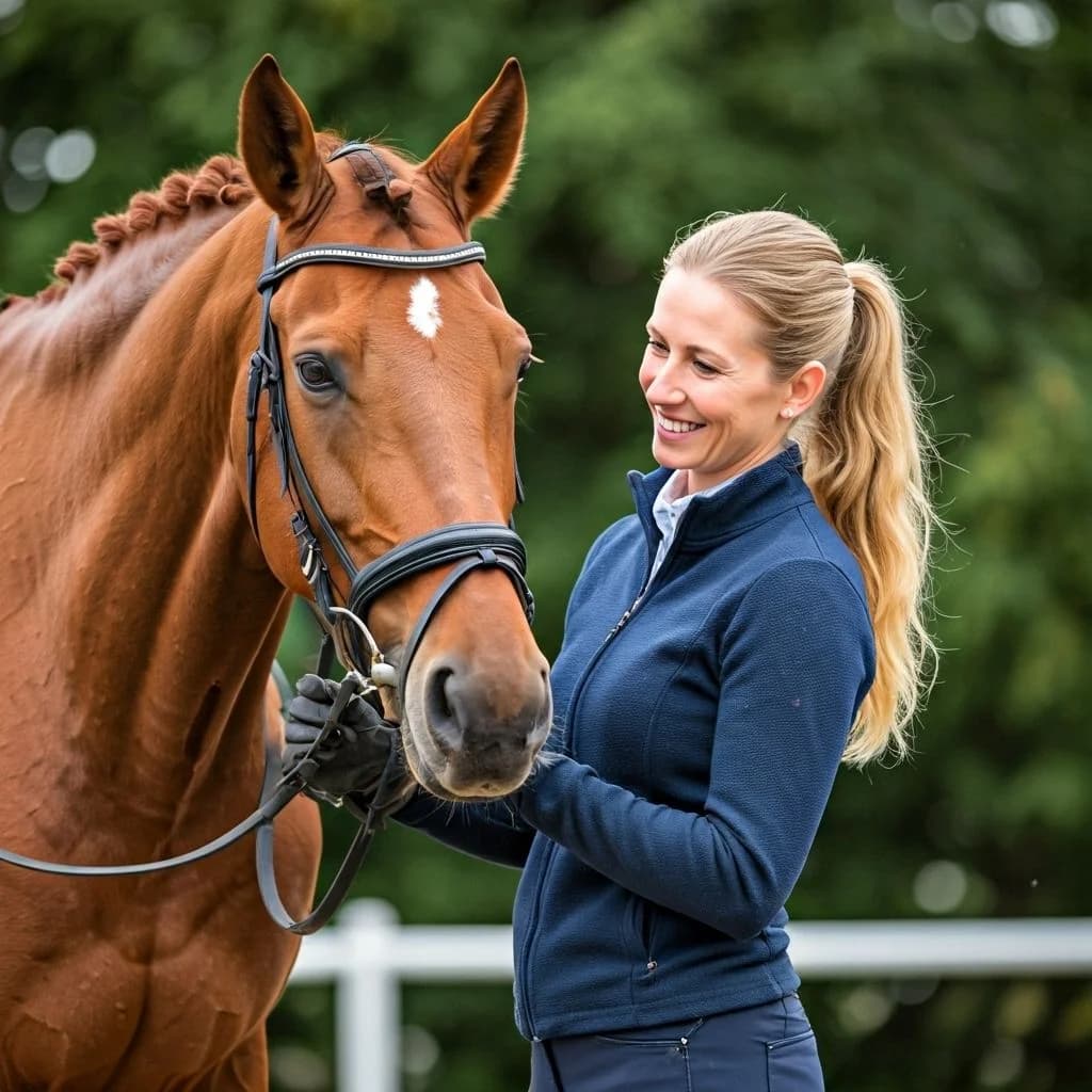 Erfolgreicher Pferdeverkauf mit zufriedenem Verkäufer und neuem Besitzer Erfolgreicher Pferdeverkauf mit zufriedenem Verkäufer und neuem Besitzer